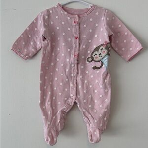 Carter's Pink Polka Dot Monkey Footed One-Piece